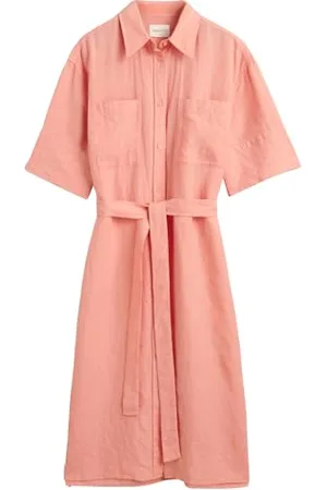 GANT Damen REL Linen SS Shirt Dress Kleid, , 46