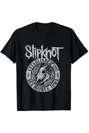 Slipknot Offizielles Ziegenflammen auf der Rückseite T-Shirt in , Unisex, Klein, Kurzarm, Klassisches Kurzarm-T-Shirt mit Crew-Ausschnitt und gerader Hosenlänge