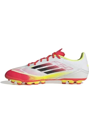 adidas Unisex F50 League Football Boots Artificial Ground Fußballschuhe, Cloud White/Core Black/Solar Yellow