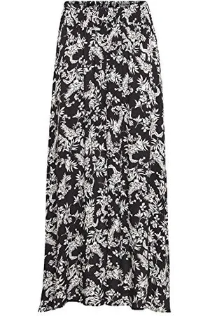 Mavi Damen Black Stroke Antique White Flower Printed Rock, , M