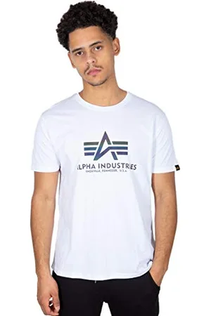 Alpha Industries Herren Basic T Rainbow Ref T-Shirt, White, XL