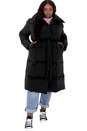 Lovedrobe Damen Womens Ladies Jacket Quilted with Belt Pockets Hoodless Collar Cuffed Long Sleeve Waterproof Winter Coat, , 46