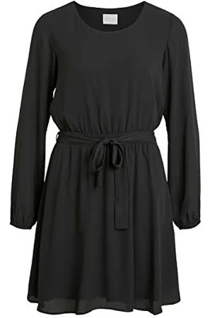 VILA Damen Vilucy L/S Dress-fav, Schwarz, 36