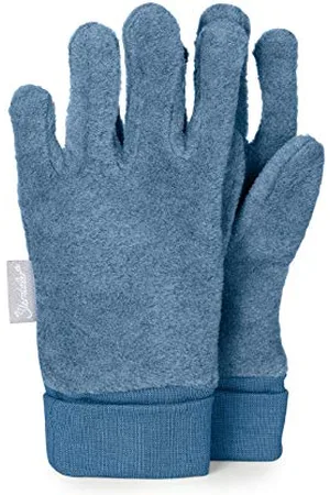 Sterntaler Fleece-Fingerhandschuhe mit elastischem Umschlag, Alter: 15-16 Jahre, Größe: 8, Mittelblau