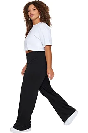 Trendyol Damen Gerade Regulär Hohe Taille Hosen in Plus Size Pants, , 4XL