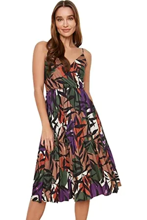 Trendyol Damen Women line Knit Dress Midi A-Linie Regular Fit Strickkleid, , S