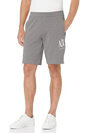 Armani Exchange Herren Embroidered Front Logo, Adjustable Drawstrings Lässige Shorts, Grey, XL