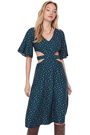 Trendyol Damen Woman Midi Shirt Dress Polo Neck Woven Dress Kleid, , 42 EU