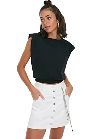 Trendyol Damen Card Crop Knitted T-shirt T Shirt, , M EU