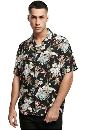 Urban classics Herren Hemd Viscose AOP Resort Shirt, lässiges Hemd für Männer, mit floralem Print, , 5XL