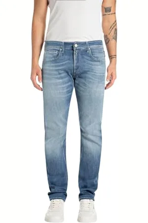 Replay Herren Jeans Grover Straight-Fit, Blau , 31W / 30L