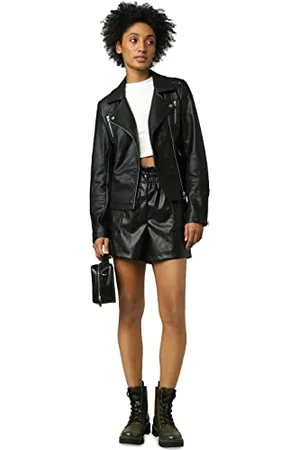 ONLY Damen onlGEMMA Faux Leather Biker OTW NOOS Jacke, Black, Medium (Herstellergröße: 38)