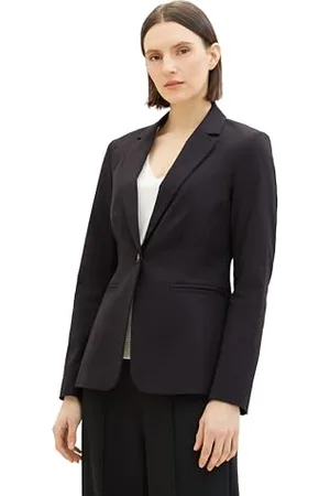 TOM TAILOR Damen Slim Fit Basic Satin Blazer , deep black, 46