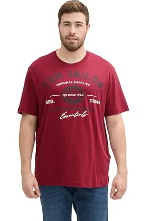 TOM TAILOR Herren Plussize T-Shirt mit Logo-Print aus Baumwolle, Deep Red, 4XL