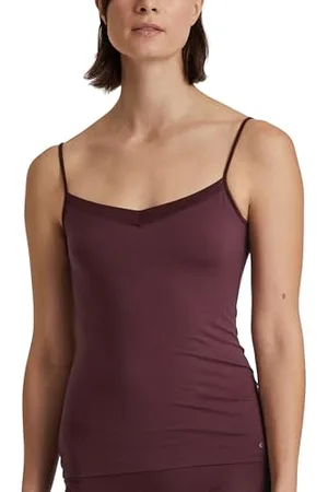 Calida Cate Spaghetti-Top Damen, mit Satin-Einsatz am Ausschnitt, verstellbare Träger