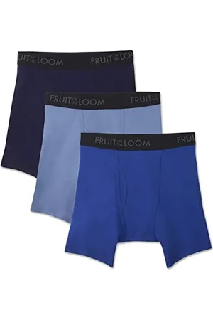Fruit Of The Loom Herren Atmungsaktive Boxershorts, feuchtigkeitsableitende Unterwäsche, Multipacks Retroshorts, Baumwoll-Mesh-Blau, Small (3er Pack)