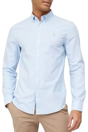 Farah Herren Brewer Slim Fit Cotton Oxford Shirt Hemd, , L