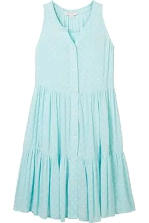 TOM TAILOR Mädchen Kinder Kleid mit Muster & Knopfleiste , aqua mini geo print, 164