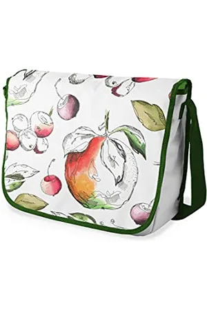 Bonamaison Le Jardin du Lin Digital Bedruckte Messenger Schultaschen mit Khaki Riemen für Mädchen und Jungen, Zurück zur Schule, Kuriertaschen für Schüler, Umhängetaschen, Größe: 29x36 Cm