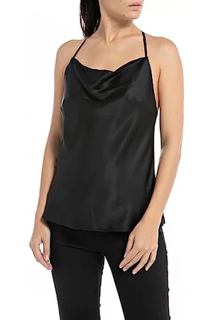 Replay Damen Bluse Kurzarm Schulterfrei, (Schwarz), XS