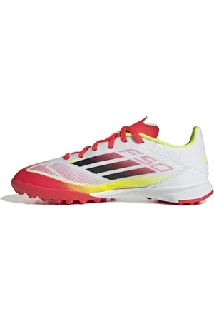 adidas F50 League Football Boots Turf Kids Fußballschuhe, Cloud White/Core Black/Solar Yellow, 21 EU