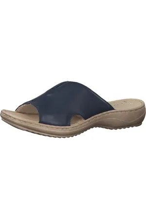 Marco Tozzi Damen Pantoletten aus Leder mit dicker Sohle, Blau , 38 EU