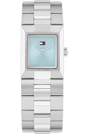 Tommy Hilfiger Damen-Quarzuhr mit Rechteckigem Gehäuse und Edelstahlarmband