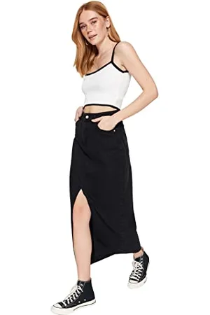 Trendyol Damen Damen Gerade Maxi Eine Linie Rock Western Skirt, , 40