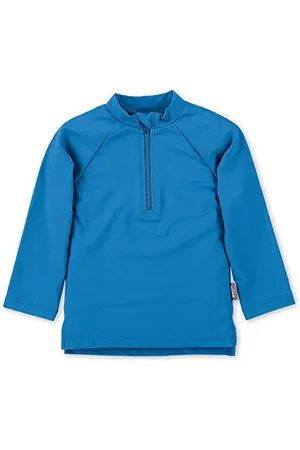 Sterntaler Badeshirt langarm uni - UV-Schutz 50+ Schwimmshirt mit Stehkragen - Unisex UV Shirt mit Frontreißverschluss und Kinnschutz - Kinder Badebekleidung, , Größe 116