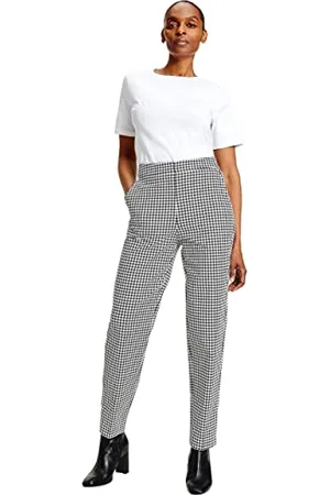Tommy Hilfiger Damen Hailey Slim Slub Knöchelhose Hose, Small Houndstooth/Desert Sky Ecru, 32 W