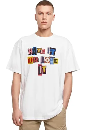 Mister Tee MT Upscale Unisex MT2869-Hate or Love it Oversize Tee T-Shirt, White, S
