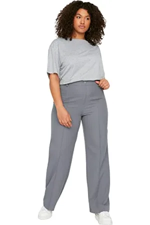 Trendyol Damen High Waist Nerve Seams Spanish Sleeves Woven Trousers Hose, Green, 50