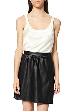 VILA Damen VIPEN Coated RW Skater Skirt - NOOS Rock, Black, XS