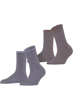 ESPRIT Damen Socken Allover Stripe Multipack W So Baumwolle gemustert 2 Paar, , 35-38