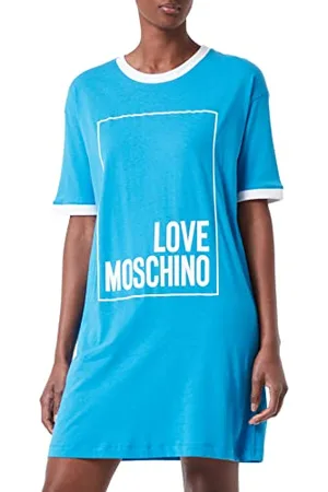 Moschino Damen Logo Box Print En Kleur Contrast Ribs. Kleid, , 38 EU