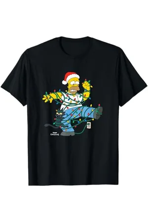 The Simpsons Unisex Erwachsene T-Shirt: Klassisch, Langarm, , S, V-Ausschnitt, Double-Stitched Hem, Cartoon, Weihnachten
