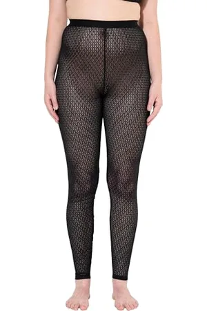 Ulla Popken Damen Diamant-spitze, Leicht Transparent Leggings, Diamond Spitze, , 46-48 EU