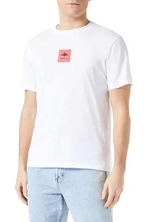 Replay Herren T-Shirt Kurzarm aus Baumwolle, (Weiß), M