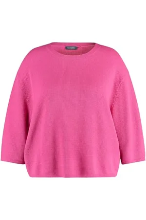 Samoon Damen 3/4 Arm Pullover aus Struktur-Strick 3/4 Arm, überschnittene Schultern unifarben 46