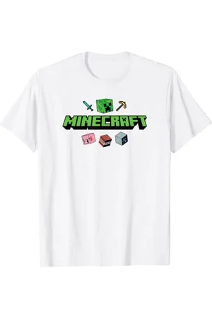 Minecraft Creeper And Pig Text Logo T-Shirt