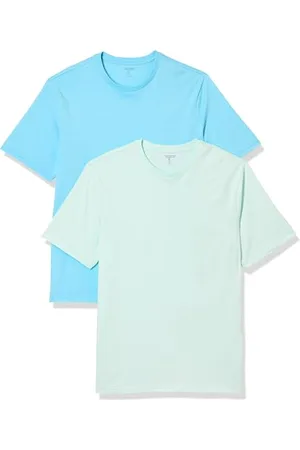 Amazon Herren Kurzärmeliges T-Shirt mit Rundhalsausschnitt aus Baumwolle – Regular Fit, 2er-Pack, , L