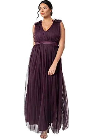 Maya Deluxe Damen Maxi With Ruffle Shoulder Detail Bridesmaid Dress, , 42 EU