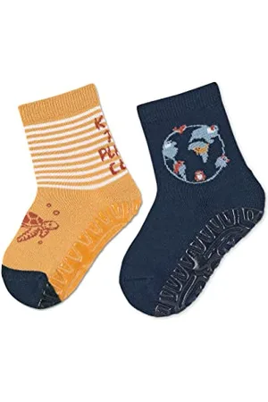 Sterntaler Baby Jungen Fliesen Socken Baby Fli Fli AIR Doppelpack Planet und Erde - Fliesen Rutsch Socken Baby - aus Baumwolle - , 18