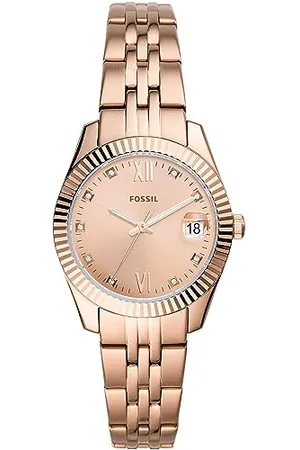 Fossil Damenuhr Scarlette Mini, Quarzwerk, 32mm Rose Gold Edelstahlgehäuse mit Edelstahlarmband, ES4898