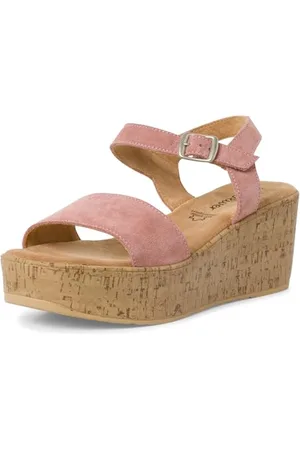 QS by s.Oliver Damen Sandalen mit Absatz mit verstellbarem Riemen aus Leder, (Rose), 36 EU