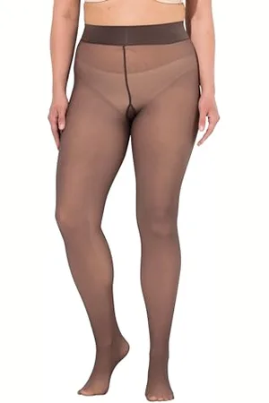 Ulla Popken Damen Strumpfhose, Transparente Optik, Innen Hautfarben, , 50-52 EU