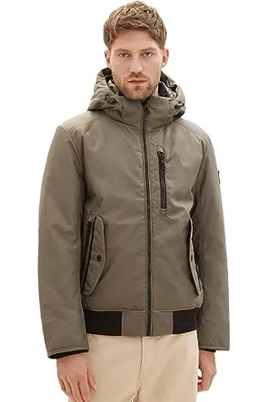 TOM TAILOR Herren 1037343 Blouson Winterjacke mit Abnehmbarer Kapuze, 32097-smokey Olive Green, XL