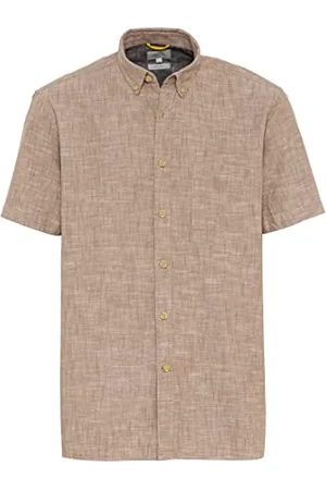 Camel Active Herren Meliertes Kurzarmhemd aus Reiner Baumwolle Menswear-L