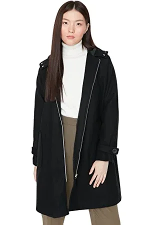 Trendyol Damen Oversize Basic Plain Webstoff Mantel Coat, , 34
