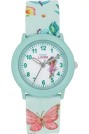 Prinzessin Lillifee Armbanduhr Mädchen Kinder Quarzuhr Analog, mit Textil Armband, 3 bar Wasserdicht, Kommt in Uhren Geschenk Box